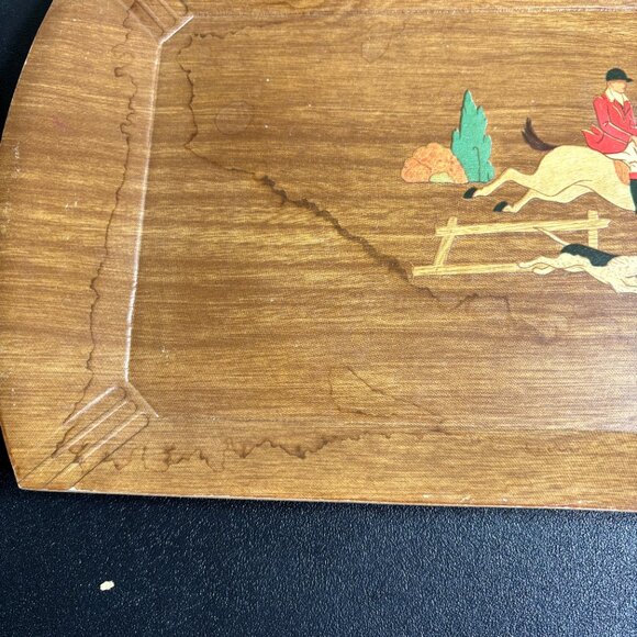 Vintage Set of 4 Buffet Trays Polo Fox Hunt Style Hasko de Lux Lap Trays w Box - Picture 4 of 8